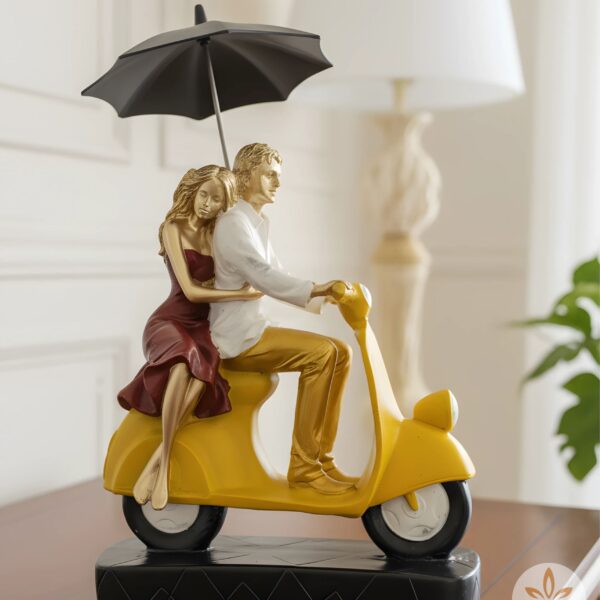 Romantic Scooter Couple with Umbrella