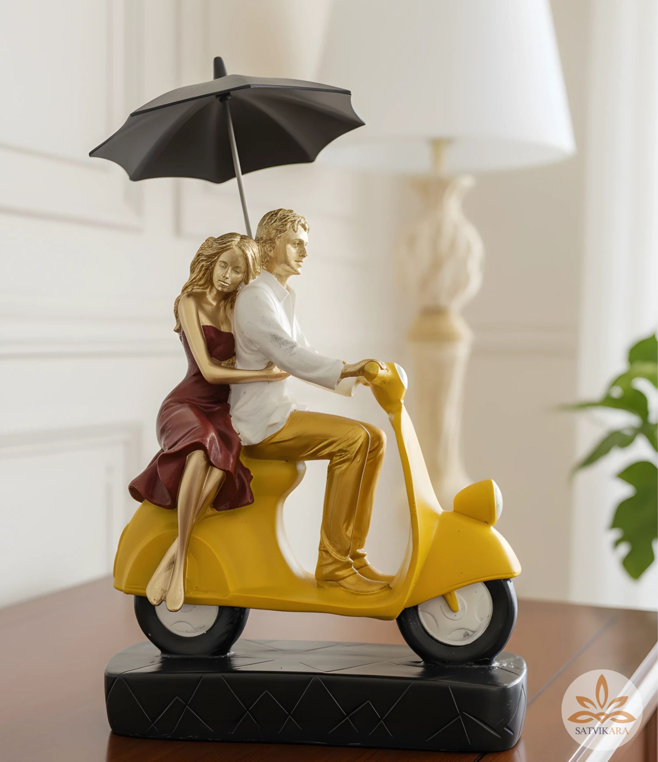 Romantic Scooter Couple with Umbrella Romantic Scooter Couple with Umbrella