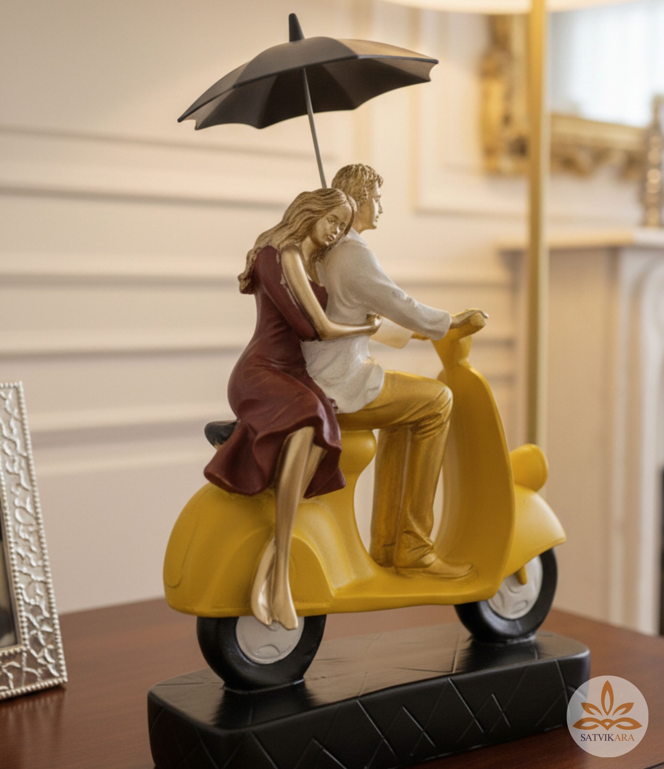 Romantic Scooter Couple with Umbrella Romantic Scooter Couple with Umbrella