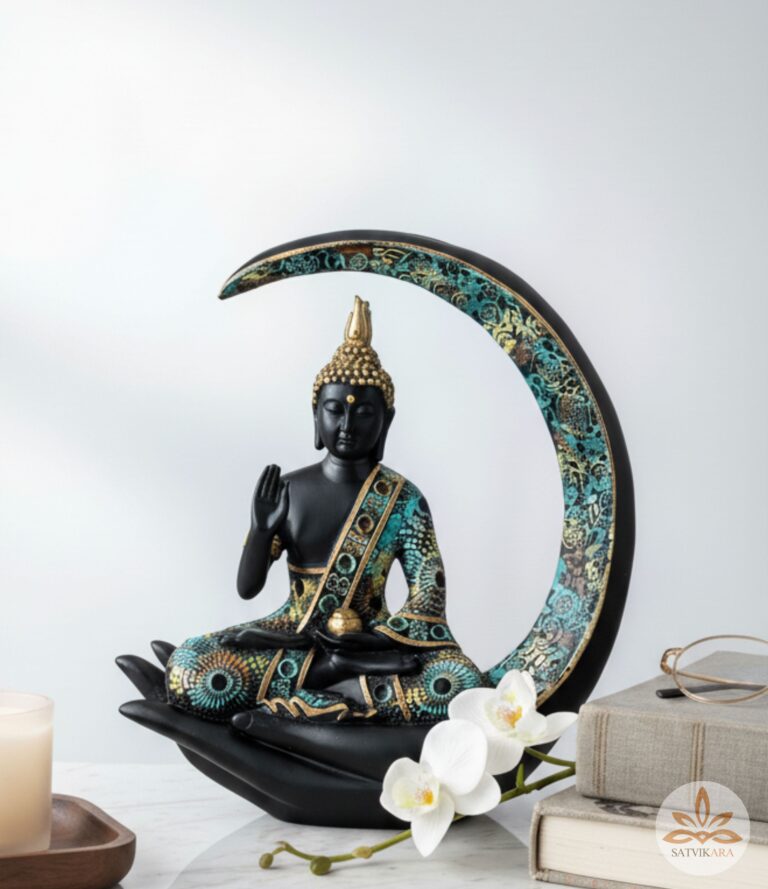 Meditating Buddha Idol on Crescent Moon