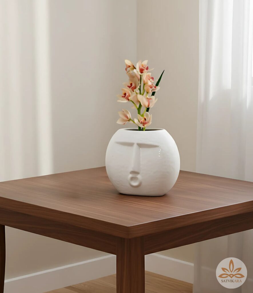 Minimalist White Face Ceramic Vase