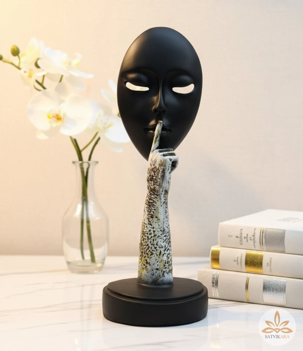 Elegant Black Mask Face Silence Art Statue Elegant Black Mask Face Silence Art Statue