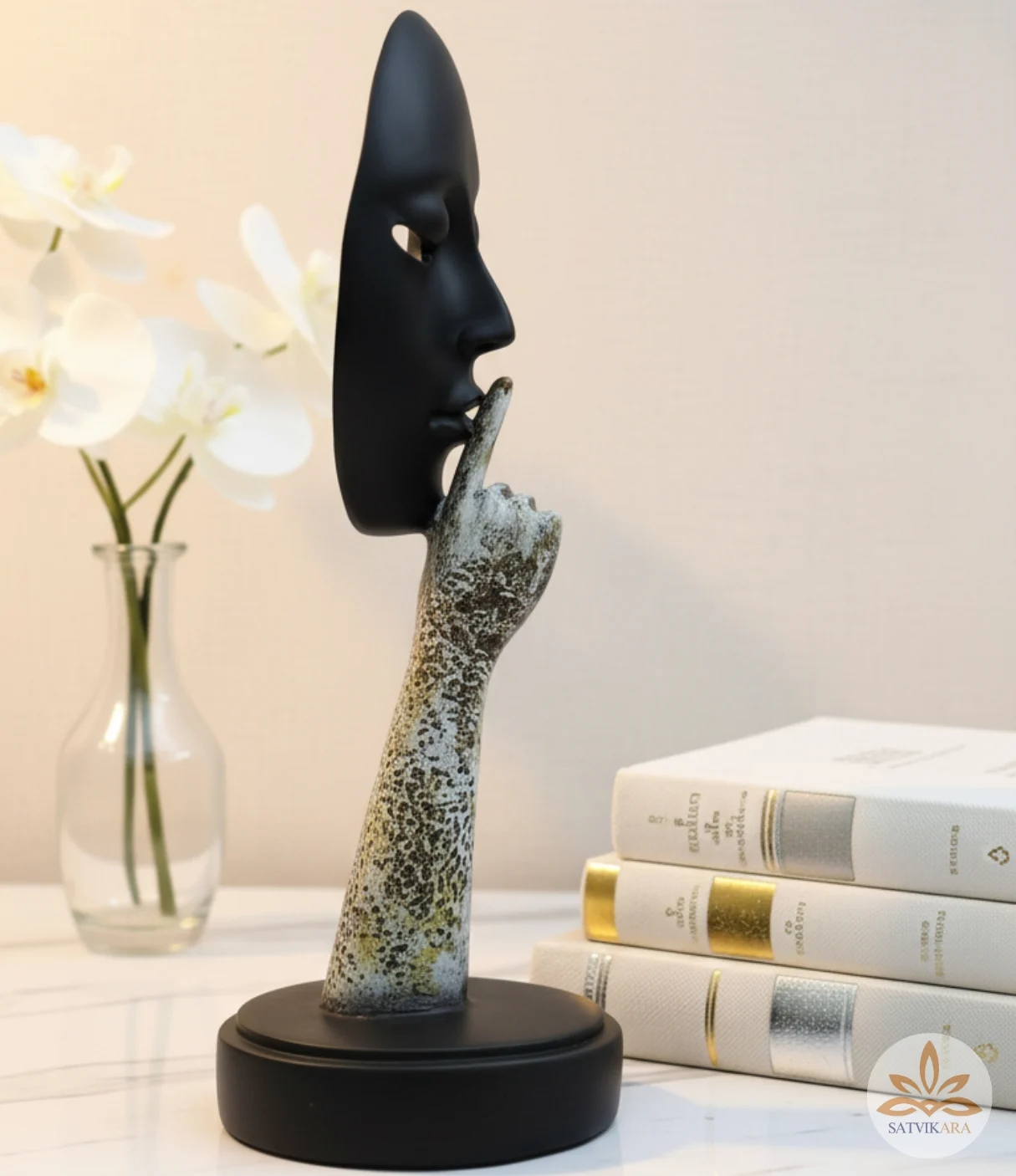 Elegant Black Mask Face Silence Art Statue Elegant Black Mask Face Silence Art Statue