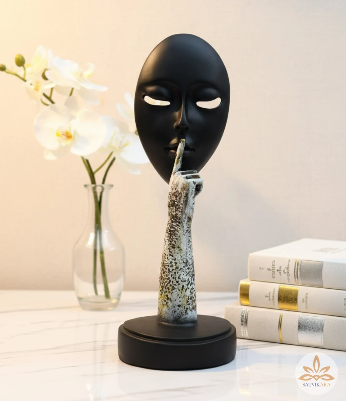 Elegant Black Mask Face Silence Art Statue Elegant Black Mask Face Silence Art Statue