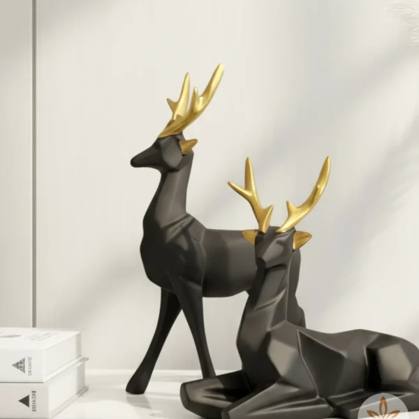 Deer Pair Sculpture Home Decor Art